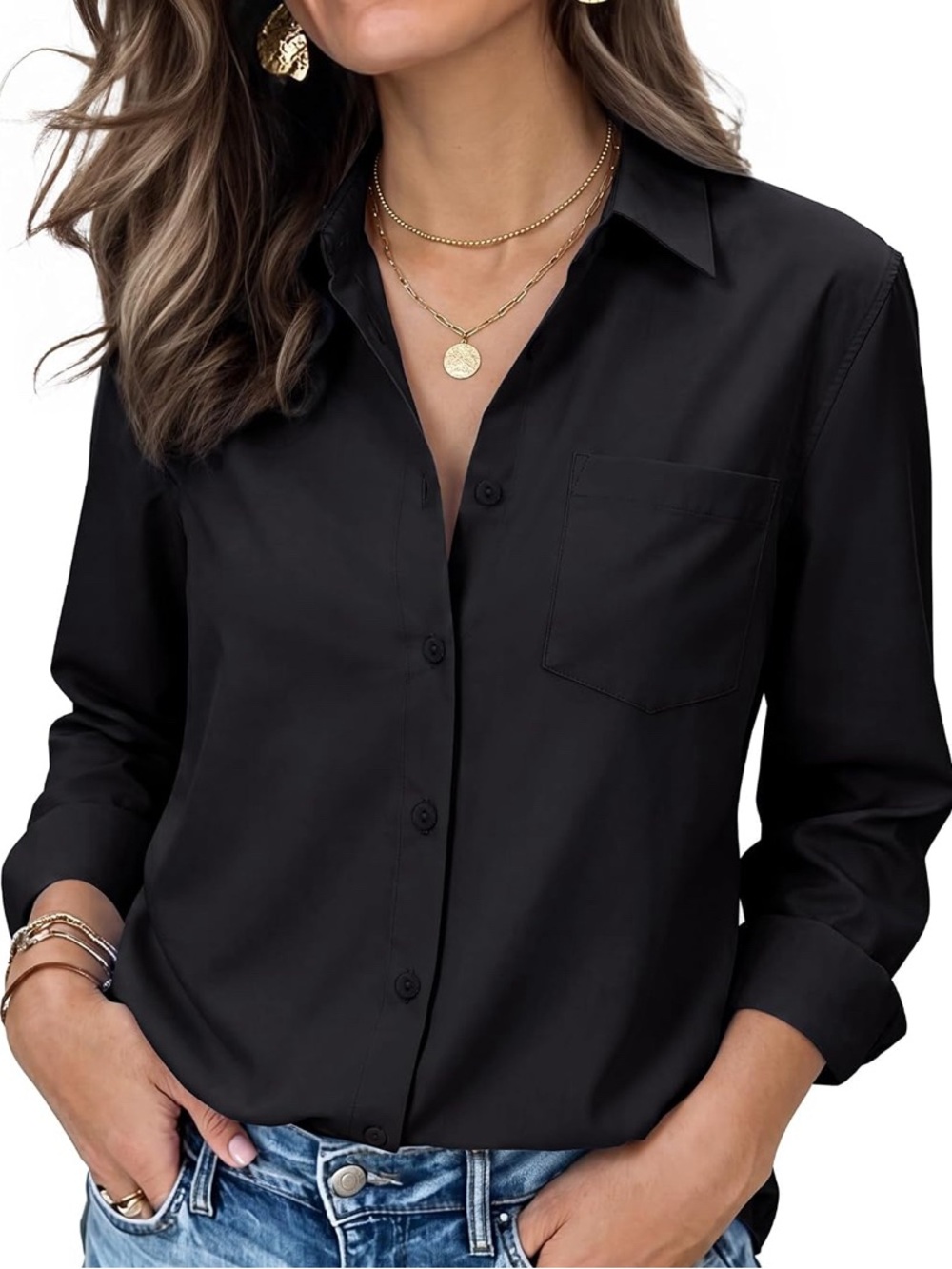 Black Button-Down Women's Shirt